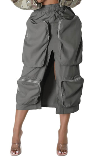 Utility cargo midi skirt with oversized pockets
