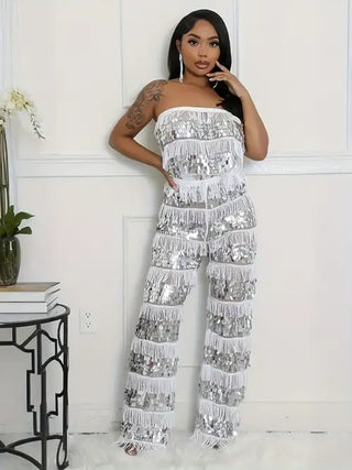 Sparkling fringe pants set perfect for holiday celebrations
