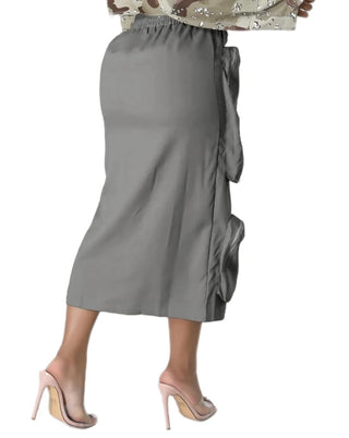 Women’s cargo skirt with front slit and zipper pockets
