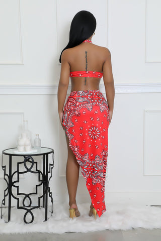 bold bandana bikini set for summer and tropical wear