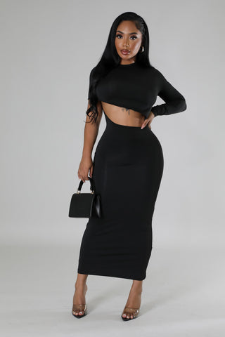 black asymmetrical sleeve cutout maxi dress boutique fashion
