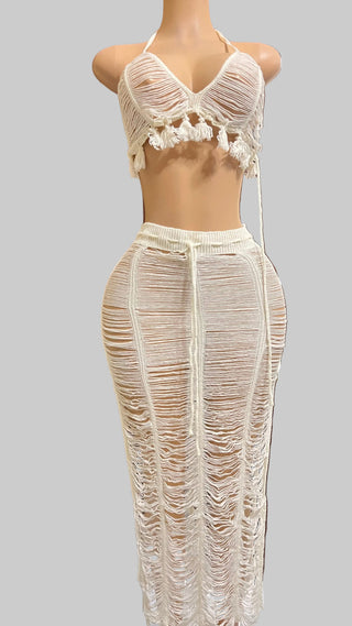 boho crochet outfit with tassel detail for vacation and resort
