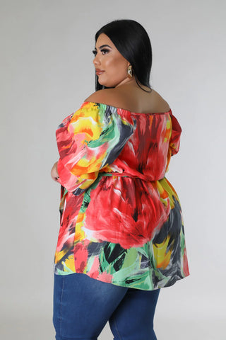 bold floral off shoulder top for women