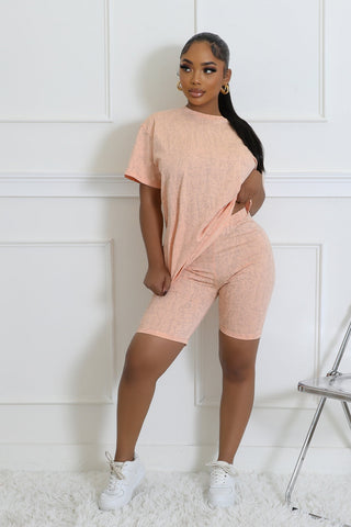 casual peach two piece lounge set

