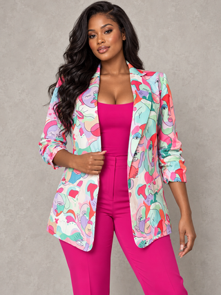 Colorful Face Print Blazer – alternate view 1
