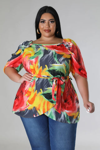 colorful floral off shoulder boutique top
