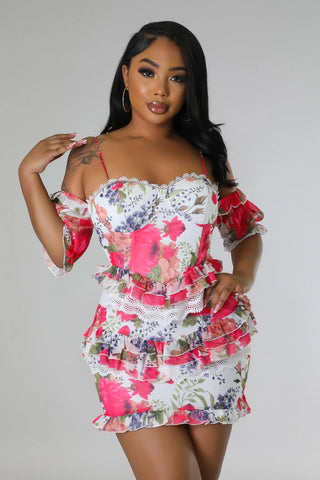 floral off shoulder ruffle mini dress women
