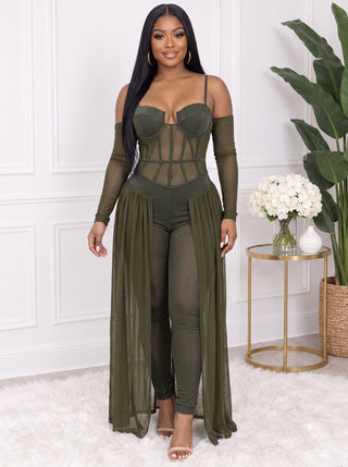 Green jumpsuit from Tulley's Boutique