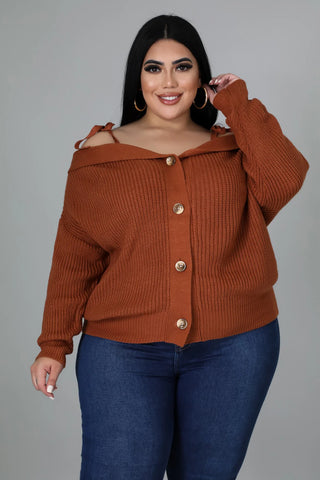 Plus size off shoulder long sleeve knit top