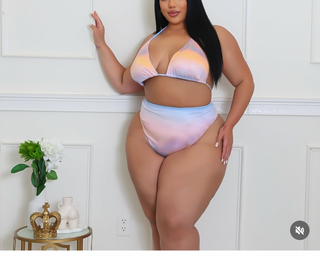 2 piece bikini set with matching cover up high waisted swimsuit curvy model beach outfit