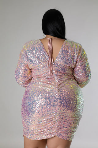 plus size sequin ruched mini dress long sleeve bodycon glam party