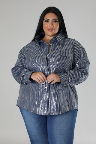 sparkly sequin denim button up shirt
