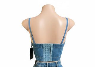 statement denim top for night out and fashion styling