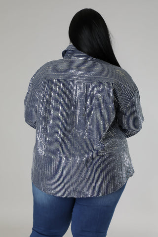 statement sequin denim top women