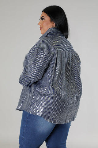 statement sequin denim top women