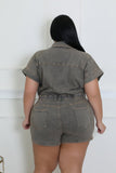 romper with short sleeves and pockets