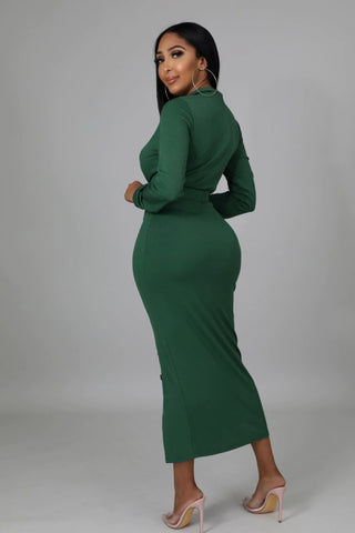 victoria green bodycon midi dress
