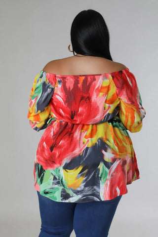 women's floral off shoulder blouse with long sleeves
